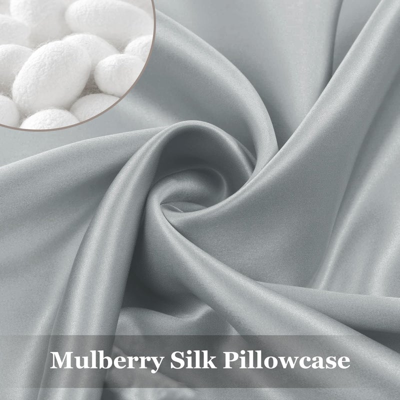 Adubor 100% Silk Pillowcase - Mulberry Silk Pillow Cases, 23 Momme 6A Grade Fibers, Silk Pillow Case for Hair and Skin Health, with Hidden Zipper (Queen 20''x30'', Dark Gray, 1PC) - Image 3